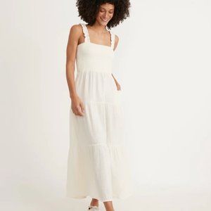 NWOT Marine Layer Selene Double Cloth 100% Cotton Cream Maxi Dress Sz L